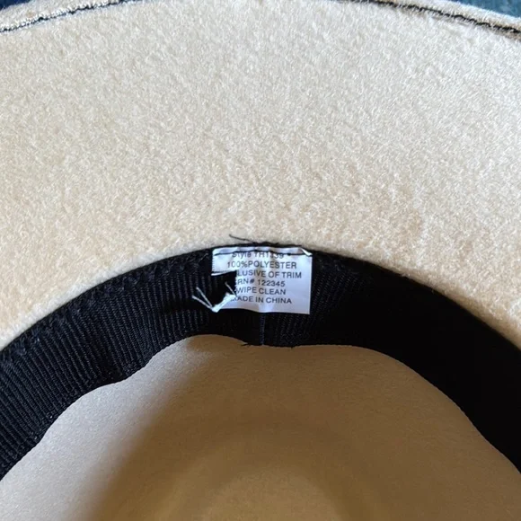 Cream Wide-Brim Hat with Brown Band - Picture 6 of 8